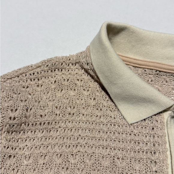 SHEIN Cream Polo Shirt with Textured Elegance - Picture 1 of 3